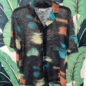 Zara see through button down tee